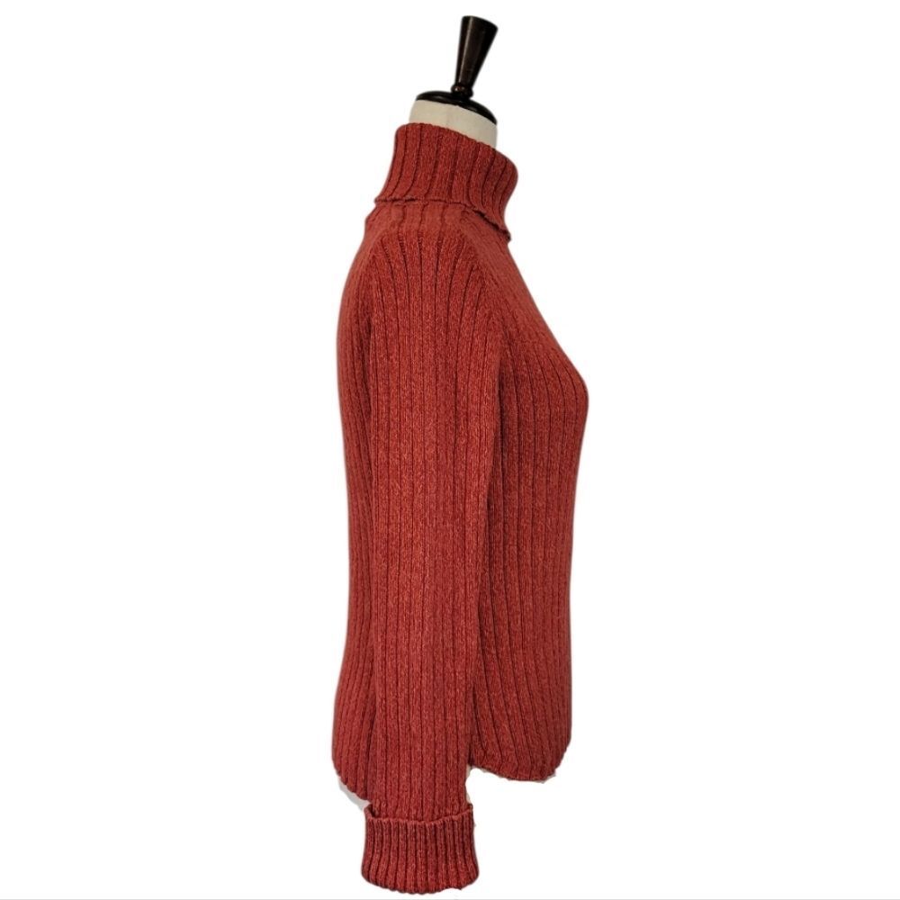 American Eagle Outfitters Heathered Burnt Orange Ribbed Turtleneck Sweater XL - Picture 4 of 7